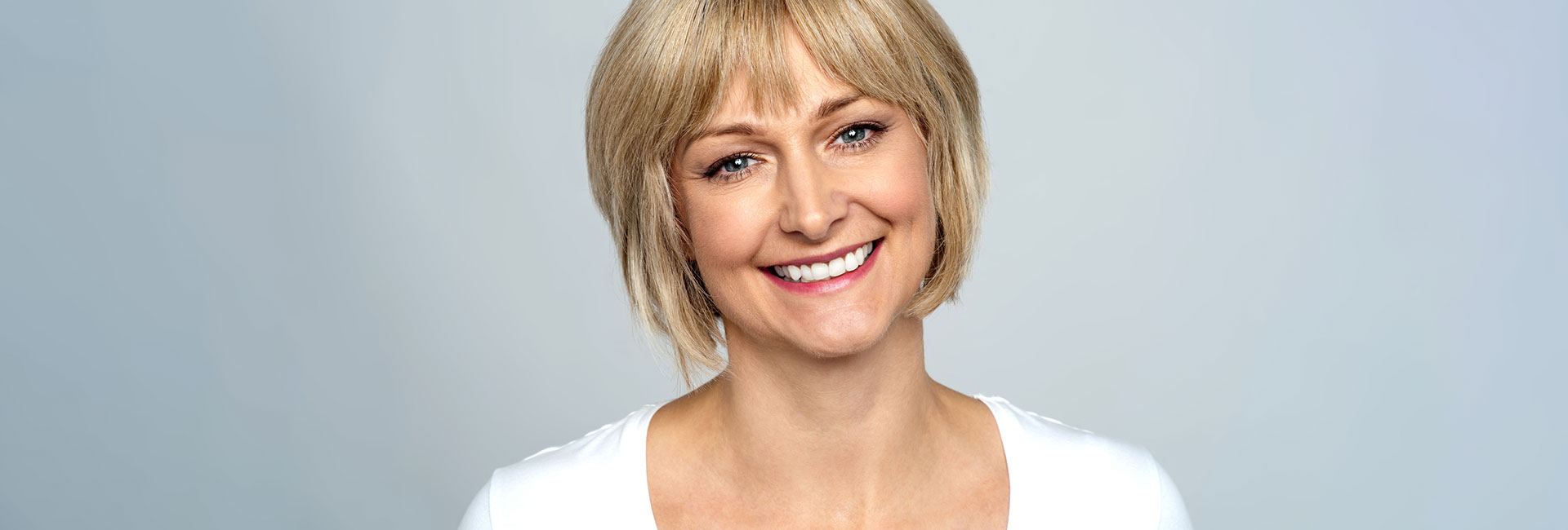 Portrait of a smiling middle aged caucasian woman